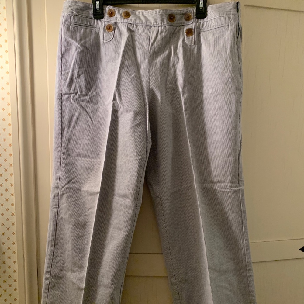 blue/white fine striped pants